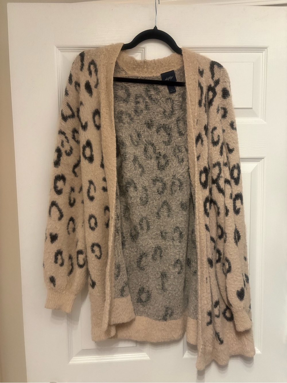 Daytrip Beige Leopard Open-Front Cardigan